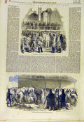 Original Old Antique Print 1855 Navvies Crimea Hesperus Balaclava Crimea Church