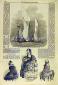 Original Old Antique Print 1855 Royal Thames Yacht Phantom Marina Paris Fashion