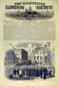 Original Old Antique Print 1855 Russian Prisoners Plymouth War Military 19th