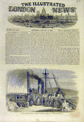 Original Old Antique Print Deck French Transport L'Euphrate Messina Goodall 1855