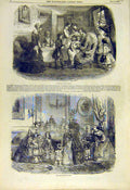 Original Old Antique Print New-Year Gifts Paris France French 1855 Victorian