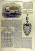 Original Old Antique Print 1857 England Mail-Steamer Gates Arsenal Art Trowel