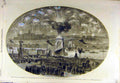 Original Old Antique Print 1857 Fireworks Suspension-Bridge Pesth Kamitz Emperor
