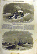 Original Old Antique Print 1857 Inflexible Cyclone Indian-Ocean Starling Gunboat