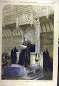Original Old Antique Print 1857 Speaker House Commons Denison Sketch Portrait