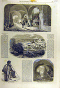 Old Antique Print 1857 Desert Route Arish Hebron Nazareth Beyrout Gateway 19th