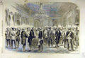 Original Old Antique Print 1857 Speaker Parliament Levee People Members 19th