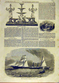 Original Old Antique Print Spanish Royal-Mail Steam-Ship Rowsley Dessert Service