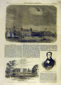 Original Old Antique Print Solar Exclipse Isle-Dogs Wynn-Stay Airy 1858 19th