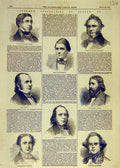 Original Old Antique Print Literary Holmes Emerson Longfellow Dana Lowell 1858