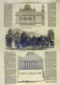 Original Old Antique Print Hyde Park London Sepulchre Mausolus Budrum 1858 19th