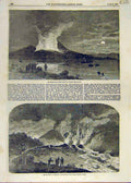 Old Antique Print Mount Vesuvius Naples Volcano Eruption Lava Stream 1858 19th
