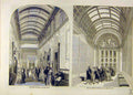 Original Old Antique Print Promenade Gallery Buckingham Palace Corridor 1858