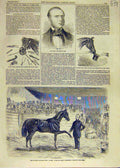 Original Old Antique Print Horse-Tamer Rarey Cruiser Leech Animal 1858 Victorian