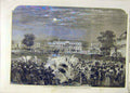 Original Old Antique Print Fireworks Moorshedabad Native Sketch Building 1858