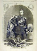 Original Old Antique Print Portrait Prince William Prussia Royal 1858 Victorian