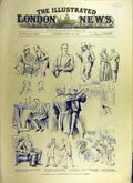 Old Antique Print 1884 Politicians Thought-Reading House Commons Sketches 19th