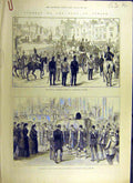 Original Old Antique Print 1884 Funeral Duke Albany Windsor Roayl Yacht Osborne