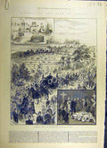 Original Old Antique Print 1884 Duke Albany Funeral Procession Cannes Windsor