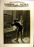 Original Old Antique Print 1884 Fire Stadt Theatre Vienna Watchman Steeple 19th