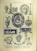 Original Old Antique Print 1884 Fountaine Collection Sale Christie Manson'S 19th