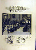 Original Old Antique Print 1884 Sketches Training School Stage Dancing Children