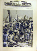 Original Old Antique Print 1884 Black-Troops War Soudan Massowah Souakim Army