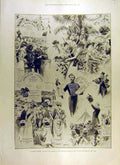 Old Antique Print 1900 Charity Market Bazaar War Sufferers Dragoon Guards 20th