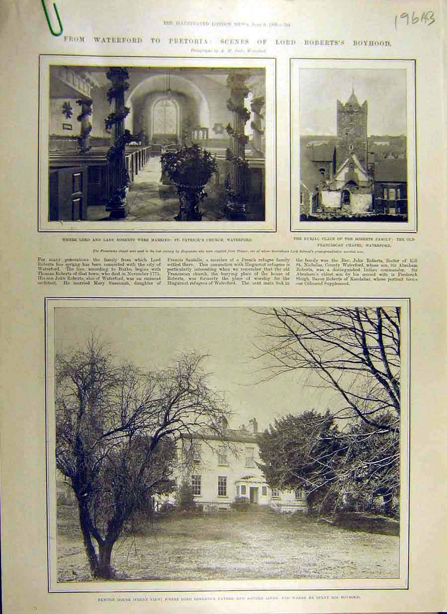 Original Old Antique Print 1900 Roberts Newton House Waterford Pretoria Africa