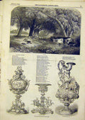 Original Old Antique Print Goodwood Race Cup Prize Chesterfield Stewards 1849