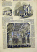 Original Old Antique Print Horbury Chapel England Sadlers-Wells Euston Terminus