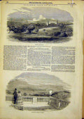 Original Old Antique Print Osbourne House Isle Wight Terrace Sea View 1849 19th