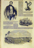 Original Old Antique Print 1853 General Arista Est-India Railway Viaduct Hume