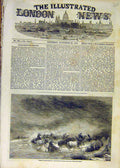 Original Old Antique Print 1853 Horses Crimea Winter Storm Black-Sea Animal 19th