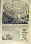 Original Old Antique Print 1853 Saltaire Concert Bradford Cromwell Brompton 19th