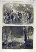Original Old Antique Print Venice Festivities Masquerade Canal King Italy 1866
