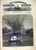 Original Old Antique Print Warw G-Coast Africa Hms Druid Aguidah Village 1873
