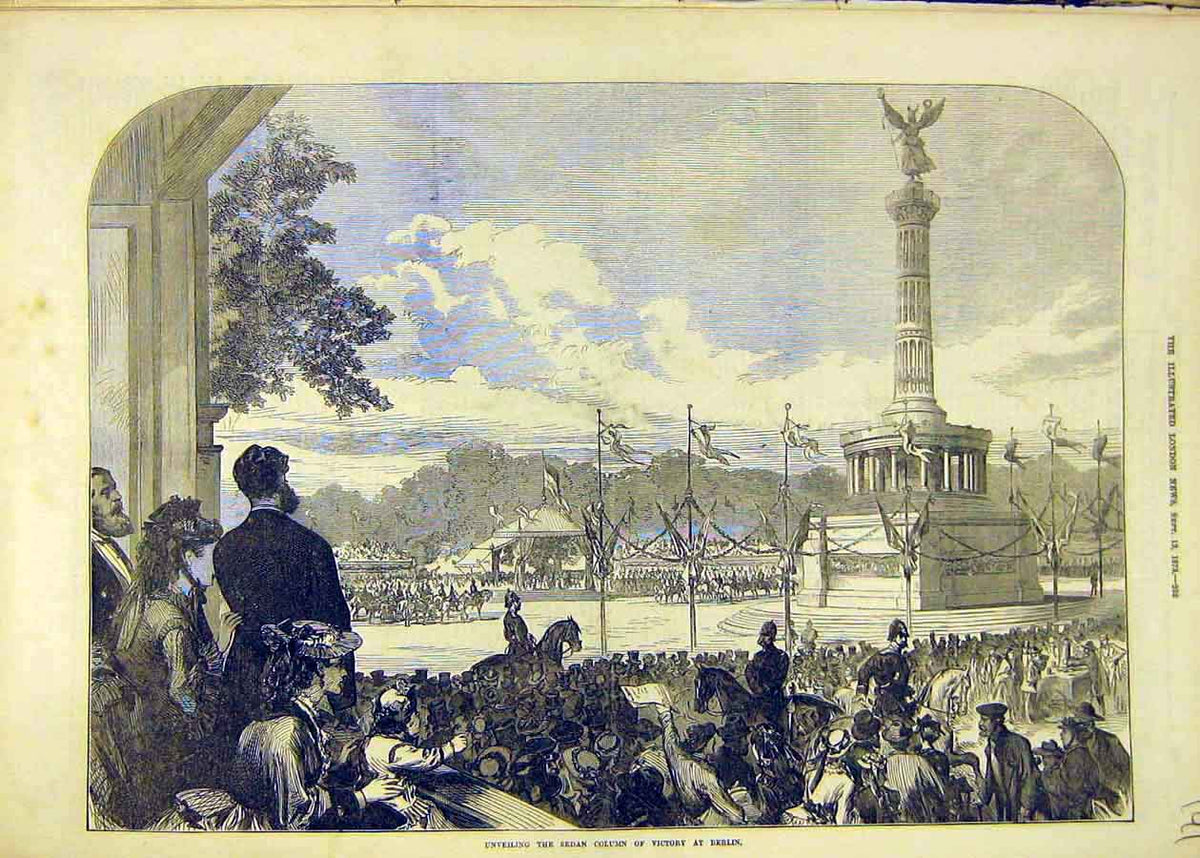 Original Old Antique Print Sedan Column Victory Berlin 1873 19th