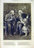 Original Old Antique Print -Men Boys-Together Muir Girl Child Fine Art 1873 19th