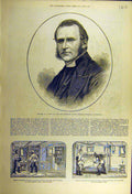 Original Old Antique Print 1877 Pope Weslyan Railway Hospital Train Russian Army