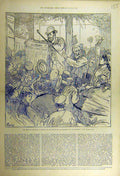 Original Old Antique Print 1877 French Election Montmartre Sketches France 19th