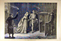 Original Old Antique Print 1877 Christmas Party Long-Ago Sketch Gown Victorian