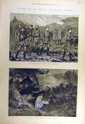 Original Old Antique Print 1877 War Russian Deserter Turkish Out-Post Military