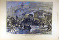 Original Old Antique Print 1877 War Late-Rain Street Sistova People Victorian