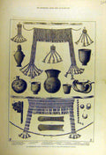 Old Antique Print 1877 Dr-Schleimann Trojan Antiquities Kensington Museum 19th