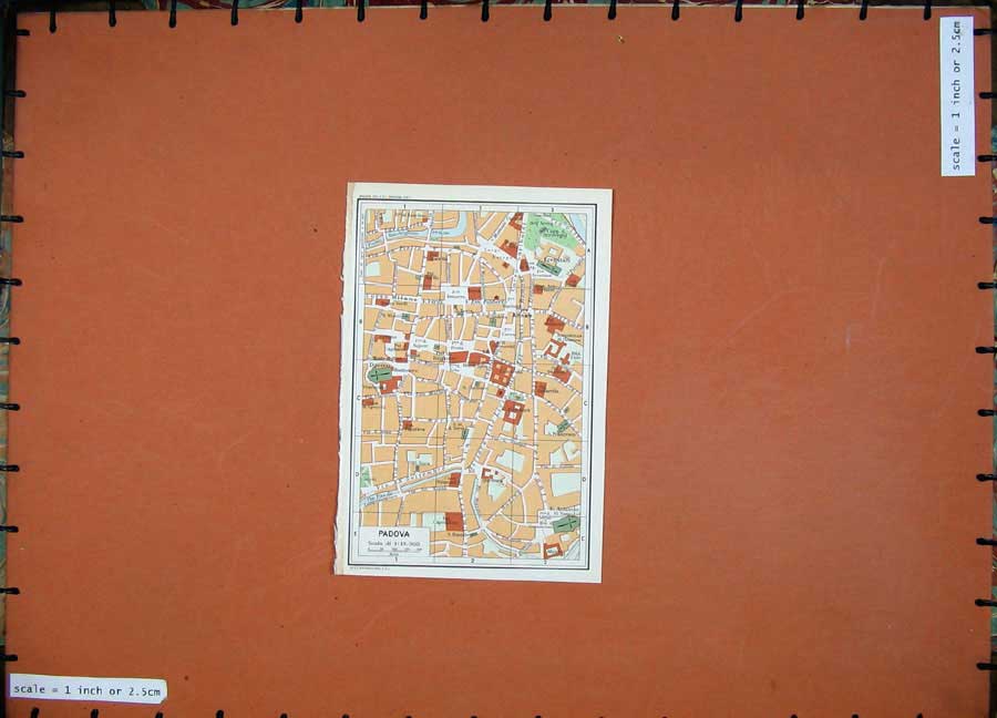 Old Vintage Print 1969 Colour Map Street Plan Padova Italy Veneto Fiume 20th