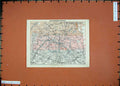 Old Vintage Print 1924 Colour Map France Plan D'Ensemble De Paris Seine 20th