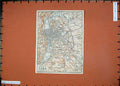 Original Old Antique Print 1909 Colour Map Italy Contorni Roma Plan Rome Parco