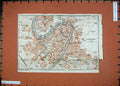 Antique Old Print *398 1909 Colour Map Italy Street Plan Verona Fiume Adige