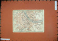 Original Old Vintage Print 1928 Colour Map Switzerland Street Plan Basel Rhein